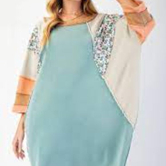 Easel Sweatshirt Dress - NWT - Teal - Small - Picture 2 of 3